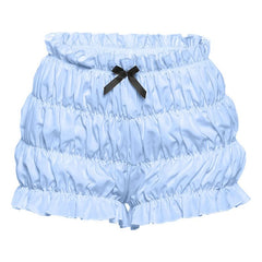 Bowknot ruffle ruched medium rise short pant