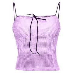 Square neck self tie spaghetti strap top