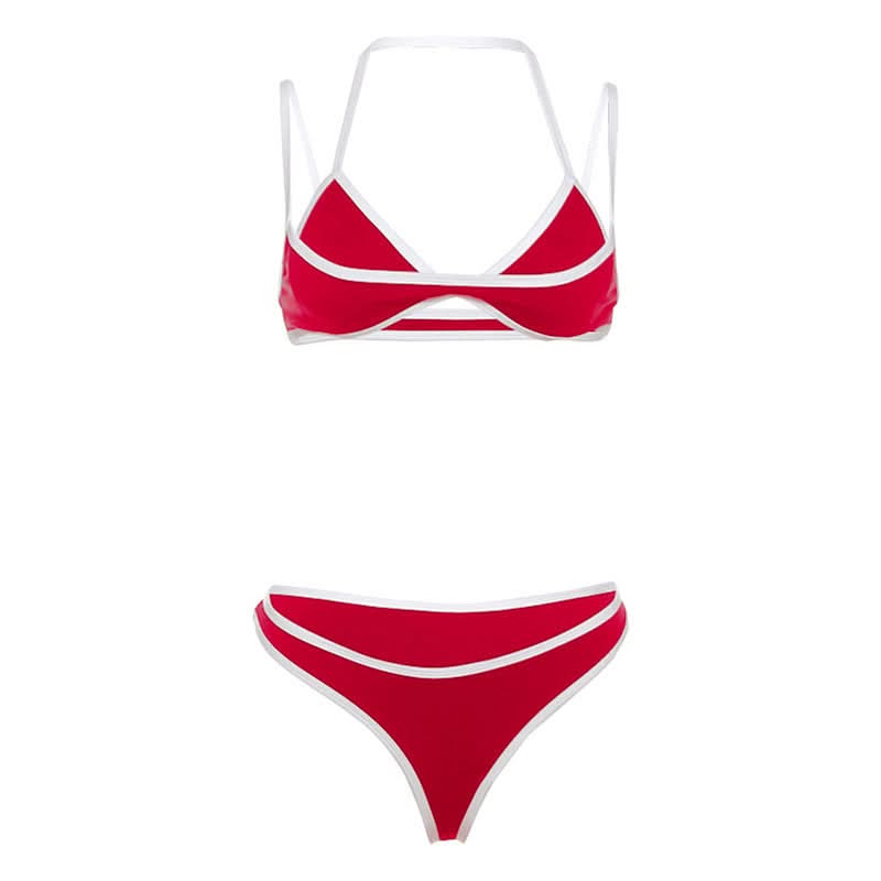 Halter v neck backless cami bikini swimwear