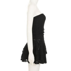 Ruched v neck hollow out bowknot cami cut out mini dress