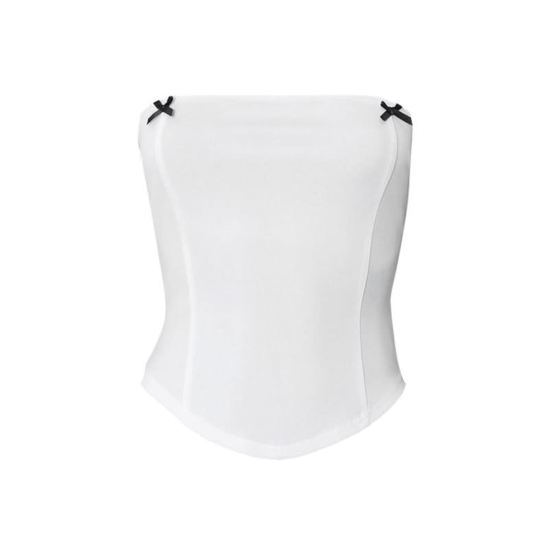 Bowknot solid backless tube top