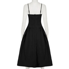 Ruched zip-up backless cami midi dress