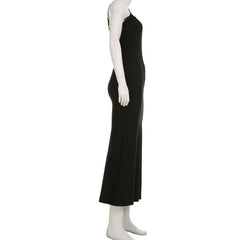 Square neck lace hem backless cami midi dress