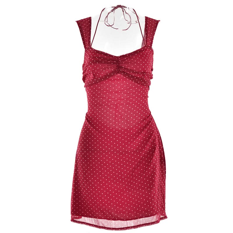 Polka dot lace up cami mini dress