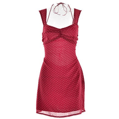 Polka dot lace up cami mini dress
