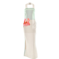 Halter flower print contrast maxi dress