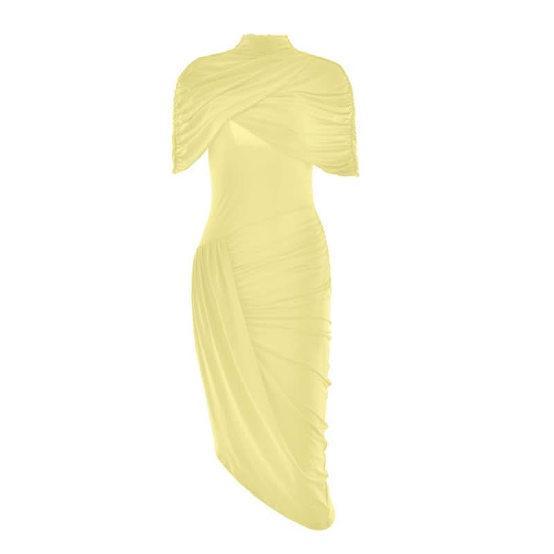 Ruched u neck shrug 2 piece maxi dress