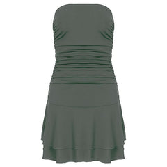 Ruched solid tube mini dress