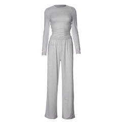 Long sleeve crewneck solid pant set