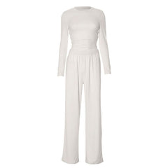 Long sleeve crewneck solid pant set