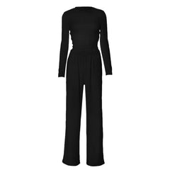 Long sleeve crewneck solid pant set