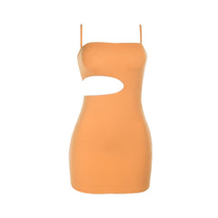 Square neck hollow out cami cut out mini dress