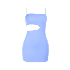 Square neck hollow out cami cut out mini dress