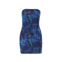 Print backless contrast tube mini dress