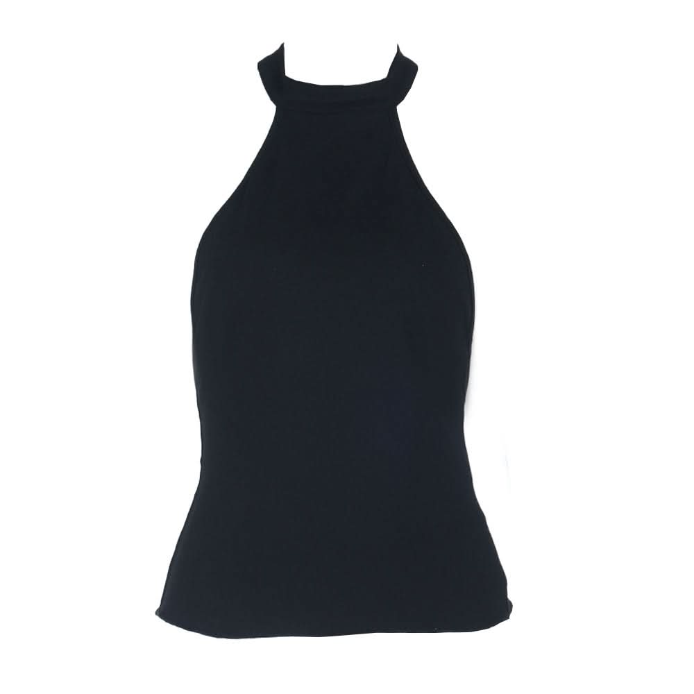 Self tie halter backless solid top