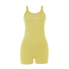 Beaded letter u neck tank romper