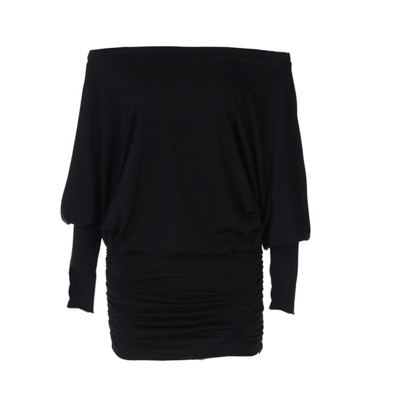 Long sleeve off shoulder ruched mini dress