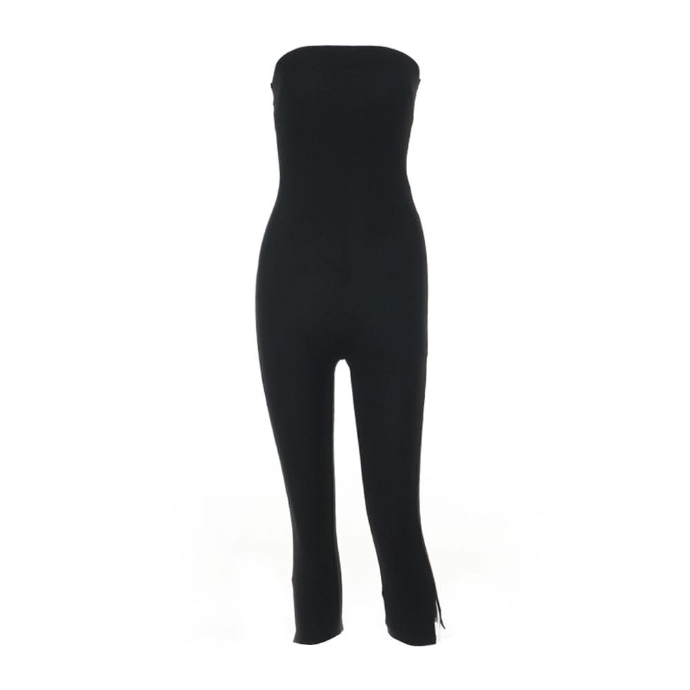 Backless solid corset slit jumpsuit