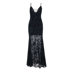 Zip-up v neck print cami maxi dress