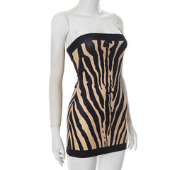 Zebra print backless tube mini dress
