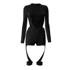 Long sleeve hollow out crewneck button pant set