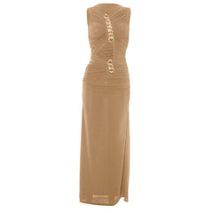 Ruched hollow out irregular cut out maxi dress