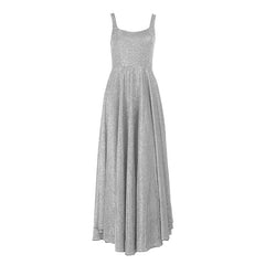 U neck zip-up backless tank maxi dress