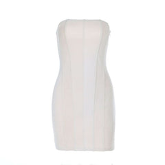 Lace up zip-up backless corset tube mini dress