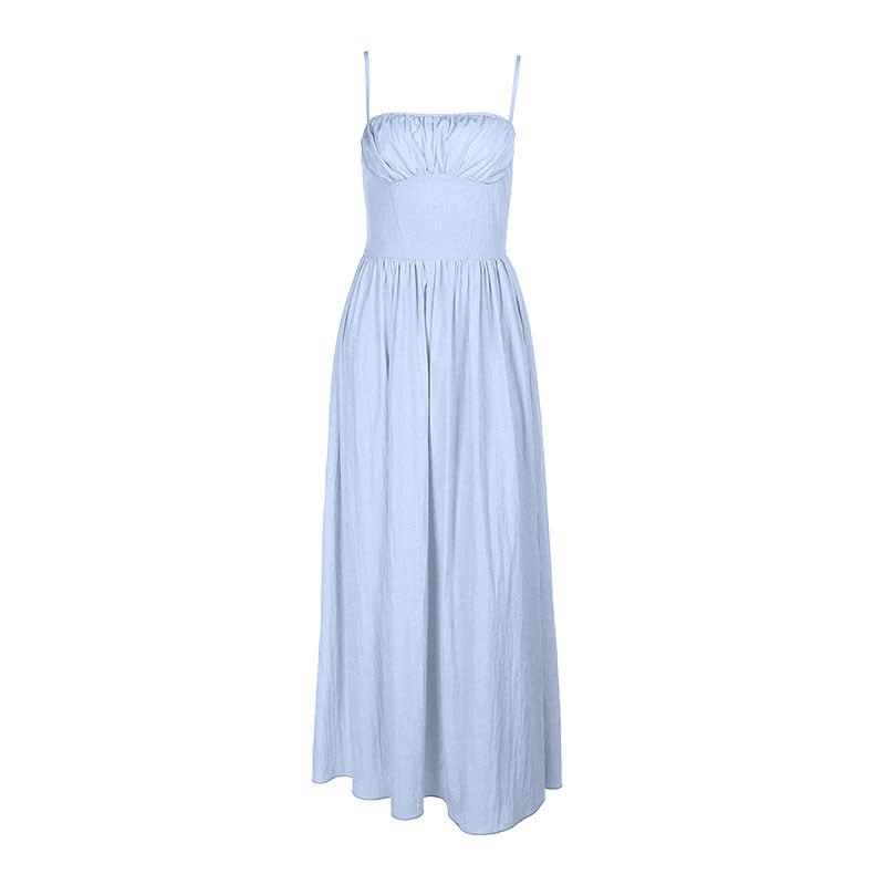Ruched square neck smocked cami maxi dress