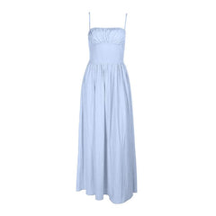 Ruched square neck smocked cami maxi dress