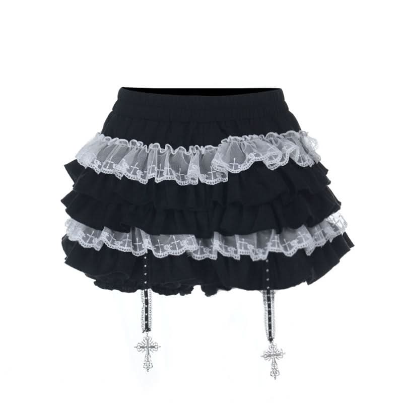 Ruched A line ruffle contrast mini skirt