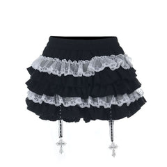 Ruched A line ruffle contrast mini skirt