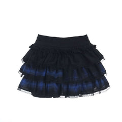 Ruffle A line lace hem contrast mini skirt