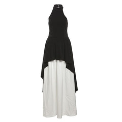 Halter backless zip-up maxi skirt set