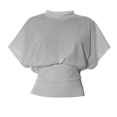 Crewneck short sleeve lace up ruched top