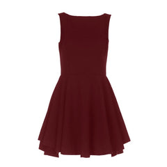 Crewneck zip-up backless solid mini dress