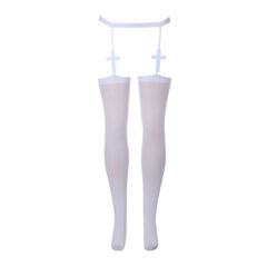 Cross embroidery solid tights