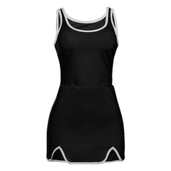 U neck slit tank mini skirt set