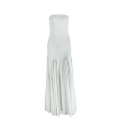 Mesh patchwork solid tube maxi dress
