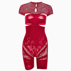 Short sleeve crewneck hollow out romper