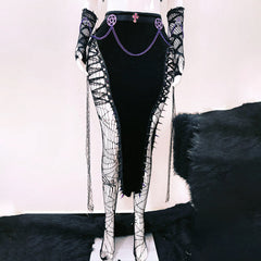 O ring metal chain rivet applique PU leather top