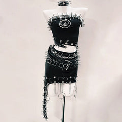 Hollow out o ring rivet applique tube cut out top