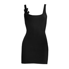 Square neck butterfly applique tank mini dress