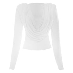 Crewneck long sleeve ruched solid top