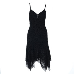 V neck print cross applique cami midi dress