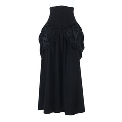 Ruched striped button applique solid maxi skirt