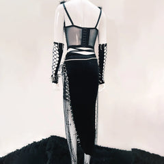 Feather v neck metal chain backless cami top
