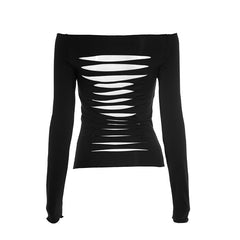 Off shoulder hollow out long sleeve cut out top