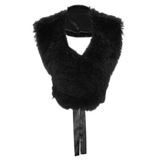 Halter fluffy self tie v neck backless top