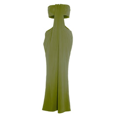 Hollow out ruched solid cut out maxi dress
